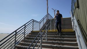 man walking the stairs