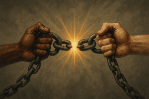 Men’s Mental Health: Breaking the Silence and Building Strength 3 Hands symbolizing the act of breaking stigma around men's mental health and embracing vulnerability.