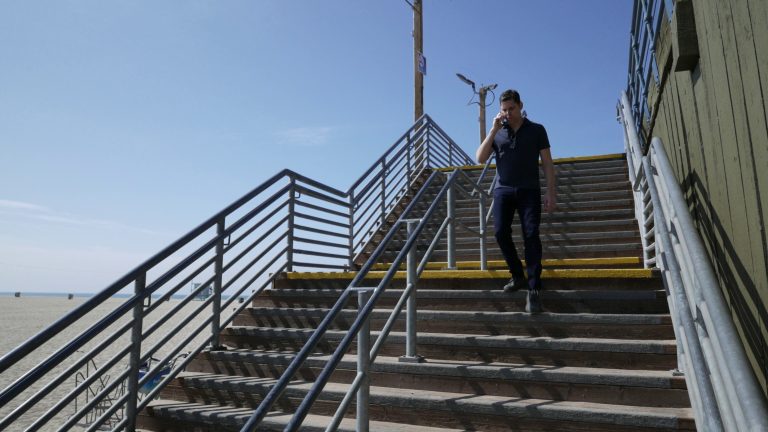 man walking the stairs
