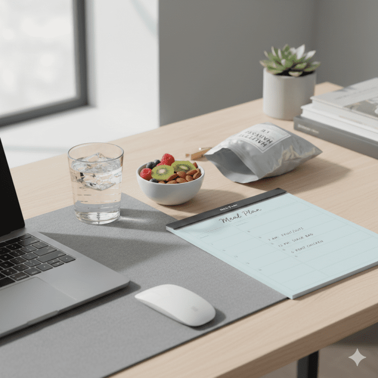 healthy snacks and hydration with meal planner to avoid unnecessary snacking