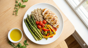 Healthy meal showing daily habit impact on energy and aging
