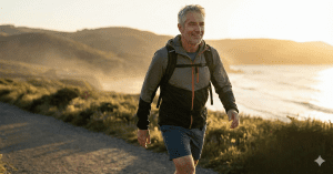 Fitness Starts Today - How Daily Habits Impact Aging 5 Daily habit impact shown through morning walking for healthy aging