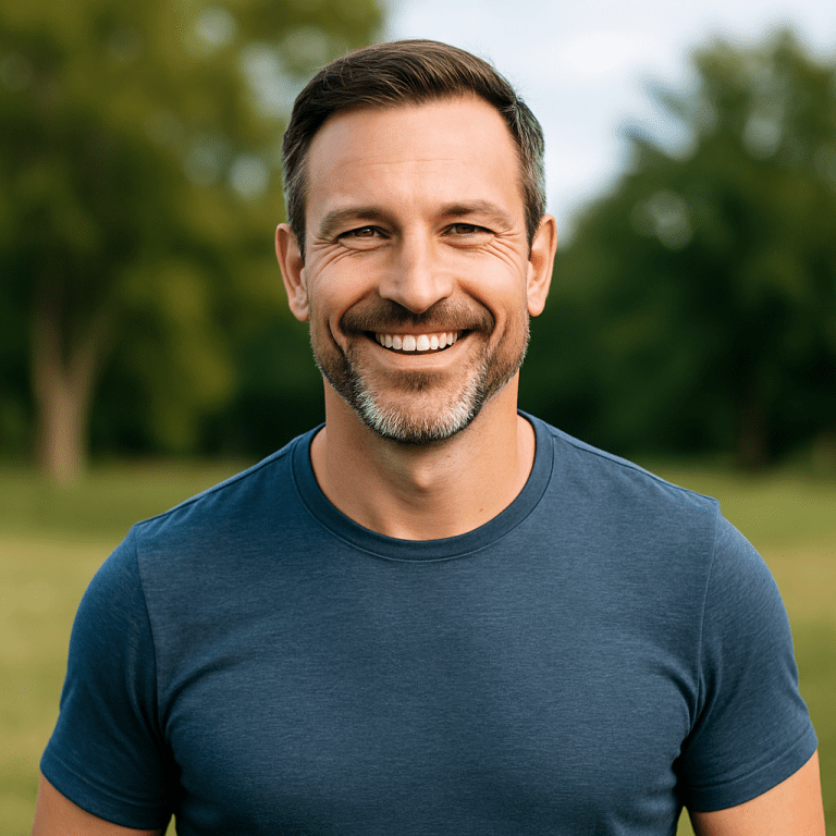 Healthy man over 40 after boosting testosterone naturally.
